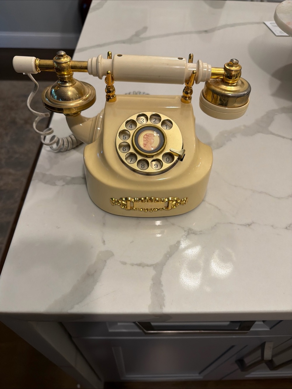 Telephone Rotary Dial Western Electric French Style Ivory Vtg